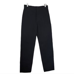 COS Black High Rise Hidden Buttonfly Tapered Leg Cotton Pants